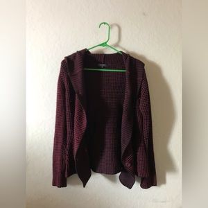 Women’s Burgundy Burgendy Knitted Hooded Sweater Cardigan Size M